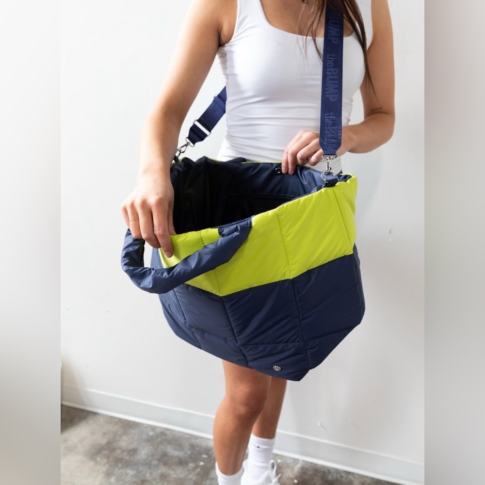Stylish Navy and Lime Women's Puff Bag.Brand new without tag.